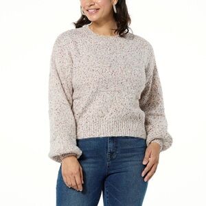 La Joie Mixed Stitch Pullover knit Sweater balloon sleeves
